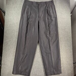 Zanella Pants Mens 35x29 Black Pleated Wool Trousers Made in Italy Duncan